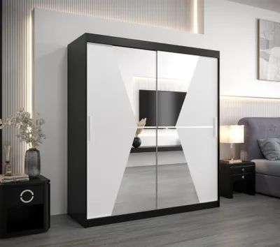 Produktbild von Schwebetürenschrank MILANA – Breite 180 cm, Schwarz/Weiß