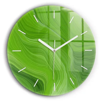 Produktbild von Wallfluent Große Wanduhr – Stilles Quarzuhrwerk - Uhr Dekoration Wohnzimmer Schlafzimmer Küche - Zifferblatt mit Striche - weiße Zeiger - 60 cm - Moderne Wellen