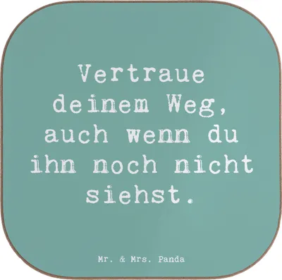 Produktbild von Mr. & Mrs. Panda Untersetzer für Gläser Spruch Zukunftsplanung Ungewissheit akzeptieren - Meeresbrise - Geschenk, Tischuntersetzer, Zuversicht, Quadratisch, Mut, Stärke