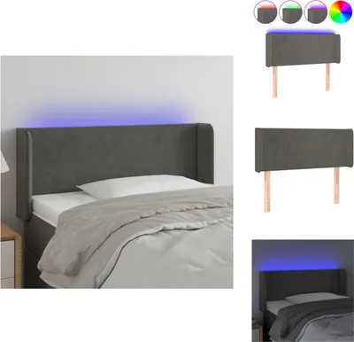 Produktbild von vidaXL LED Kopfteil Dunkelgrau 93x16x78/88 cm Samt -  Kopf- & Fußenden
