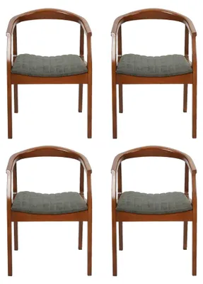 Image de Chaise moderne, couleur marron, design, idéale pour le salon ou la salle à manger, en bois, lot de 4 chaises rembourrées
