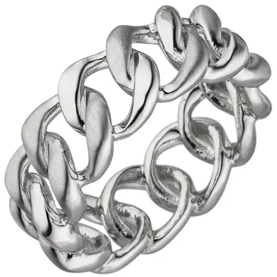 Produktbild von Weitpanzer-Ring Damenring aus 925 Silber teilmattiert 8,2mm breit Fingerring Innenumfang 64mm Ø20.4mm
