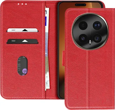 Imagen del producto de Funda tipo libro para Honor Magic 8 Pro, marca Avizar, con función de soporte, color rojo