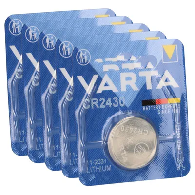 A multi-pack of VARTA CR2430 lithium coin cell batteries in their original retail packaging.