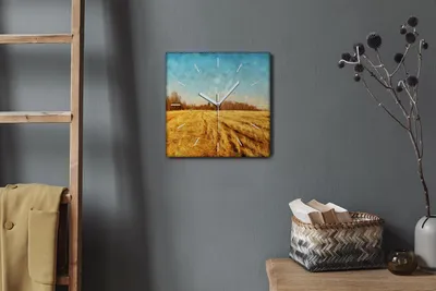 Produktbild von Coloray Hodiny Unikátní 30x30 cm  Tiché hodiny Pro obývací pokoj a kuchyň Nástěnné hodiny Plátno Bílé ručičky hodin - Vesnický lesní oblast