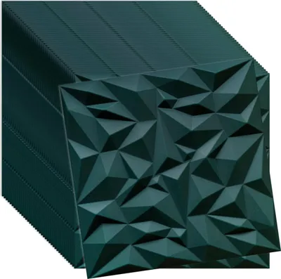Produktbild von Verdico | 3D Wandpaneel Polystyrol - 50x50 cm - Flaschengrün - 40 Stück - Modernes Design - Einfache Montage, Wand- & Deckenverkleidung