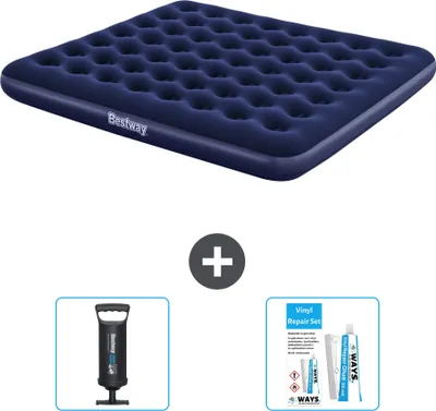 Produktbild von Bestway Luftmatratze – 2 Personen – 183 x 203 x 22 cm – Blau – im Lieferumfang enthalten Zubehör