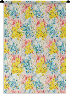 Produktbild von MuchoWow® Wandteppich Wandbehang Blumen - Collage - Natur 60x90 cm Tapisserie Dekoration Wandtuch - Foto-Teppich - Abwaschbar