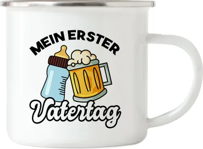 Produktbild von Mein erster Vatertag Emaille Tasse 1. Vatertag Herrentag Lustig Spruch Geschenk Papa