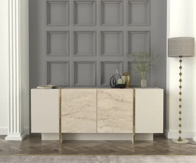 Obrázek produktu pro Skye Decor, Veyron – travertin, pískovec, konzola, travertin, 100% MELAMINOVÁ DESKA, 180 x 46,6 x 75,5 cm