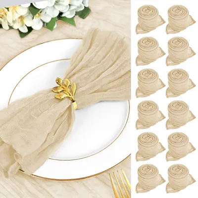 Productafbeelding van Omgoods - Set van 30 Vintage Boho Servetten van Katoen, Lichtbruin