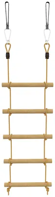 Produktbild von Strickleiter für Kinder 5-stufige Kletterleiter mit 2 Karabinern 2 Baumgurten für 3-8 Jahre 40 x 3,5 x 180 cm Naturholz
