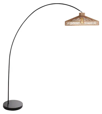Image de Lampadaire - naturel noir - Solva - métal corde - lampe arquée - E27 - 4469ZW - Mexlite