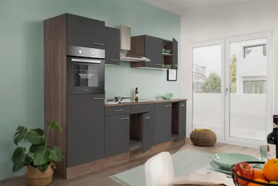 Produktbild von Küche Küchenzeile Küchenblock Einbauküche Eiche York Grau Oliver 270 cm Respekta