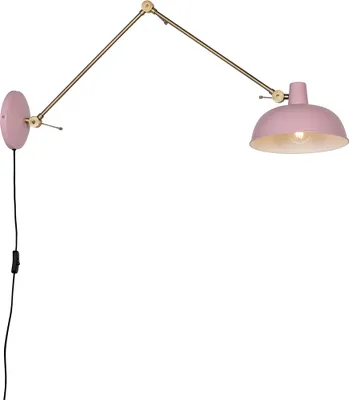 Produktbild von QAZQA - Retro Retro Wandleuchte stahl I nickel matt Rosa mit Bronze - Milou I Wohnzimmer I Schlafzimmer - Stahl Länglich - LED geeignet E27