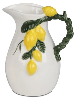 Produktbild von Deko Krug, Vase LIMONE mit Zitronen weiß gelb H. 20cm Porzellan Formano S26
