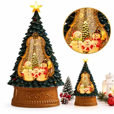 Produktbild von Schneekugel Weihnachten mit Beleuchtung, Weihnachtsmann Schneekugel mit Glitzer, Musik und Timer, USB- oder Batteriebetrieb