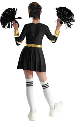 Zdjęcie produktu dla Kostium cheerleaderki dla dziewczynek w rozmiarze 158-164 - strój cheerleaderki z pomponem | Halloween, sport, karnawał, cosplay i impreza