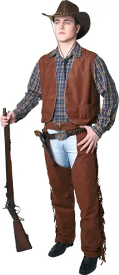 Produktbild von Cowboy Hose Gr. 36-58 Western Karneval Fasching Chaps braun, Größe:56-58