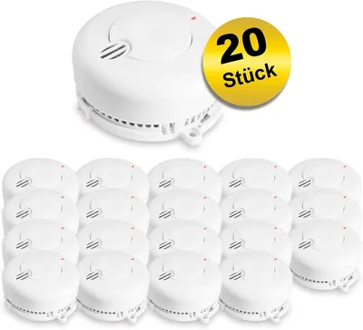 Produktbild von AngelEye 20er Set Rauchmelder mit 5 Jahres Batterien | Rauchmelder Feuermelder Weiß