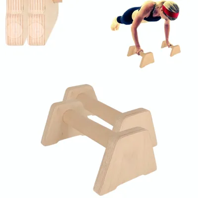 Image de Poignées de pompes CAWI - Poignées ergonomiques en bois pour la gymnastique suédoise, la musculation et le yoga, stables et antidérapantes, jeu de 2 pour les articulations