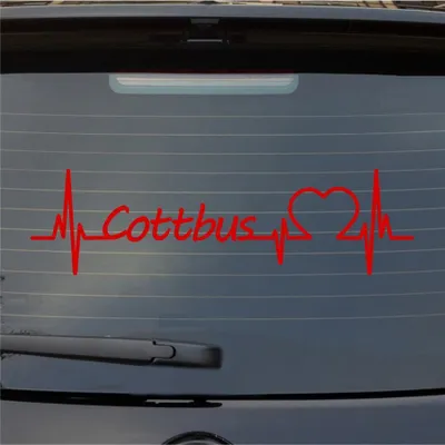 Produktbild von Heckscheibenaufkleber Cottbus Herzschlag Puls Stadt Liebe 55x15 cm Rot Auto Aufkleber Sticker