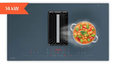 Image de Klarstein AirJet FlexPro Plaque à induction avec hotte intégrée - CEE A++, Débit 750 m³/h, 14 kW, 4 Zones, Boost, Silencieux 58 dB,Tactile, Anthracite