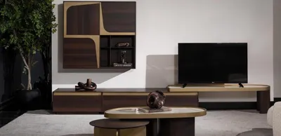 Produktbild von Moderner TV-Ständer aus Holz in Braun für Wohnzimmer