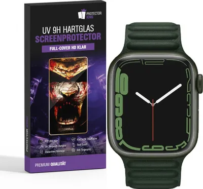 Produktbild von 2x 9H Hartglas für Apple Watch 4/5/6 44mm FULL CURVED UV Liquid Schutzglas Panzerfolie Displayschutz Schutzfolie Displayglas Panzerglas Tempered Glasfolie Sicherheitsglas Echtglas