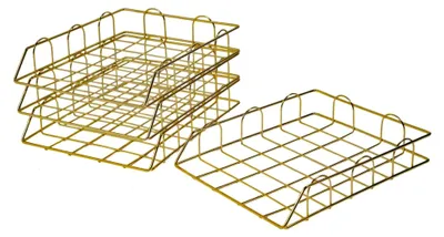 Produktbild von 4 Stück Metall Dokumentenablage, stapelbare Ablagefächer für A4-Papier, Schreibtisch-Organizer