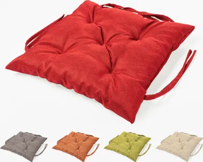 A main image of a red seat cushion with smaller images of other colored seat cushions below.