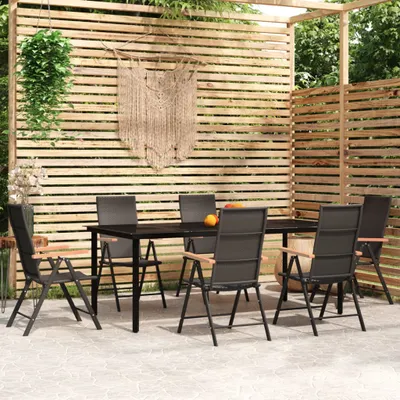 Produktbild von 7-tlg. Garten-Essgruppe Schwarz , Gartenmöbel-Sets Design 2024