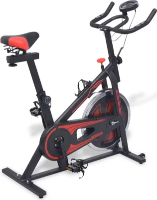 Zdjęcie produktu dla Stacjonarny rower treningowy z pomiarem pulsu, czarno-czerwony