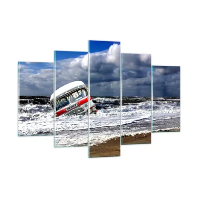 Produktbild von Bilder auf glas - Ozean Landschaft Auto - 150x100cm - Glasbilder - Wandbilder - Kunstdruck - zum Aufhängen bereit - Wanddekoration aus Glas - Glas Bilder - Wandbild auf Glas - GEA150x100-0228
