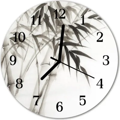 Produktbild von Glasuhr Wanduhr Küchenuhr Echt-Glas 30fi cm Bambus grau
