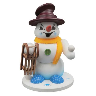 Produktbild von Kuhnert Erzgebirge - Schneemann Räuchermann,-figur,-männchen 13cm - Schlitten
