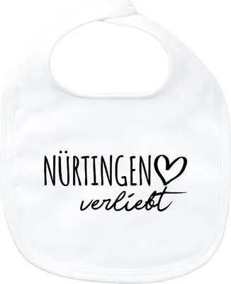 Produktbild von Huuraa Baby Lätzchen Nürtingen verliebt White Klettverschluss  Baumwolle Latz Geschenkidee
