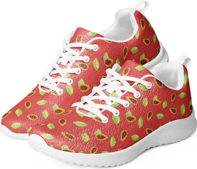 Produktbild von Mr. & Mrs. Panda Sneaker Damen Obst Papaya Größe 43 - Rot - Geschenk, Fitnessschuh, Turnschuh, Laufschuh, Schwarz, Papapya Muster, Papayas