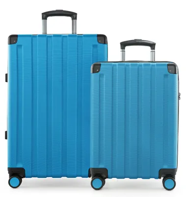 Immagine prodotto di HAUPTSTADTKOFFER Q-Damm - Set di valigie  Valigia da cabina + valigia da viaggio di medie dimensioni con espansione, set di 2 valigie rigide, 4 ruote, Check-In Luggage, TSA, blu ciano