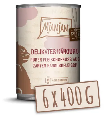 Productafbeelding van MjAMjAM - 6x400g Kangoer droogvoer voor katten, hoofdvoeding, onbewerkt