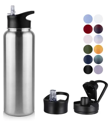 Produktbild von Edelstahl-Wasserflasche 1,2L mit Strohhalm