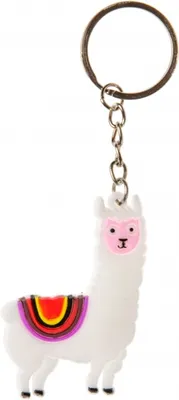 Productafbeelding van Sleutelhanger, 5 alpaca's, 5 cm, wit