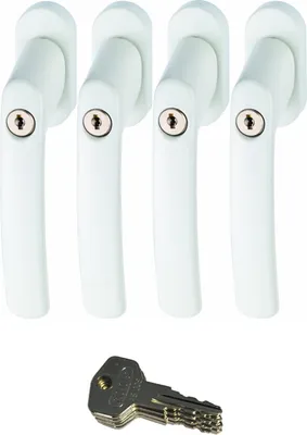 Produktbild von ABUS FG200 W SB abschließbarer Fenstergriff, weiß im Set 4 Stück