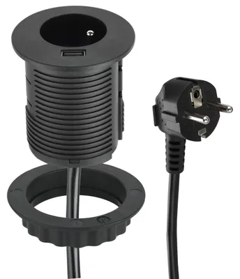 Produktbild von Electraline 35432 Steckdosenleiste zum Einbau, kompakt, mit 1 Steckdose + 1 USB-