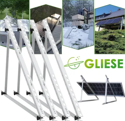 Produktbild von 4 Stück 114cm Solarpanel Halterung Solarmodul PV Montage Halterung Einstellbar 0-90° Solarmodul Befestigung Set