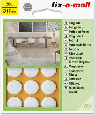 Produktbild von Filzgleiter rund 17mm weiß fix-o-moll