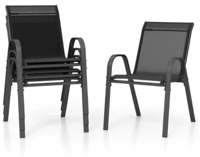 Obrázek produktu pro Sada 4 stohovatelných zahradních židlí NP11596DK-4, 56 x 70 x 84 cm, černé
