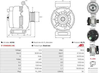 Obrázok produktu pre Lichtmaschine Audi A6 2.4 2.8 Fsi