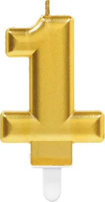 Produktbild von Metallic Gold Zahlenkerze 1 für Geburtstag & Jubiläum