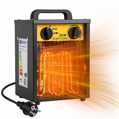 Produktbild von Ikodm Heizlüfter 2000 W Bauheizer mit Edelstahl-Heizelement, Thermostat, 3 Stufen, für Werkstatt Garage mit Tragegriff
